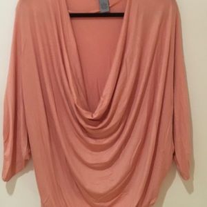 Pink cowl-neck blouse [Olivia Sky]